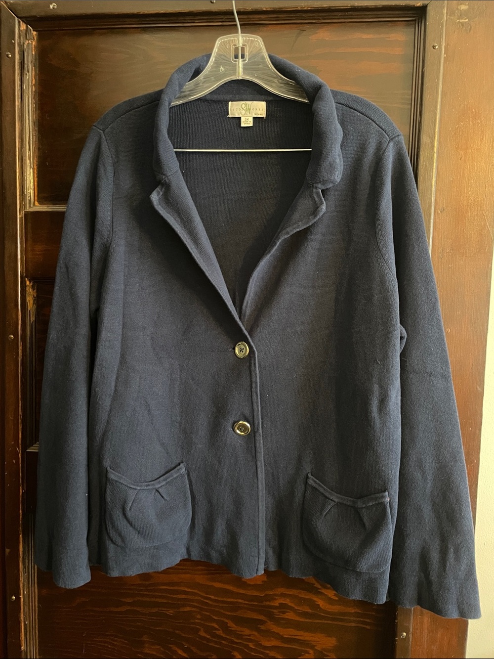 Studio Works Navy Two-Button Blazer Jacket